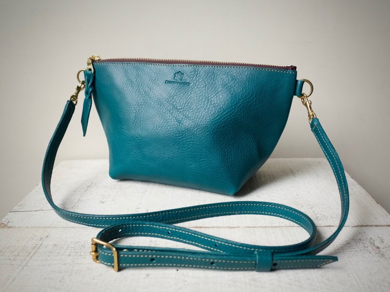 Italian leather handbag shoulder bag barco turquoise