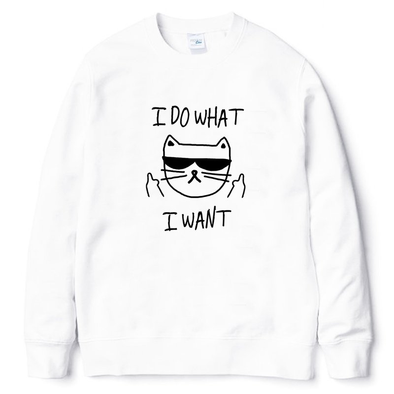 I WANT CAT 任性猫 大学T 刷毛 中性版 白色 动物 礼物 圣诞 情人