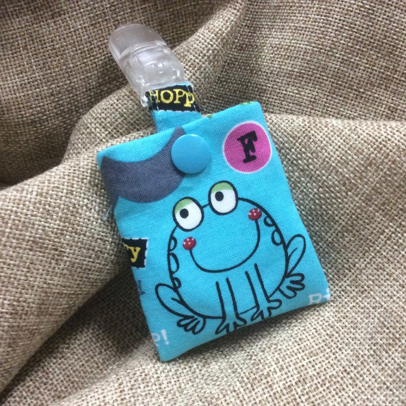 平安符袋 钥匙圈 蓝绿底-青蛙