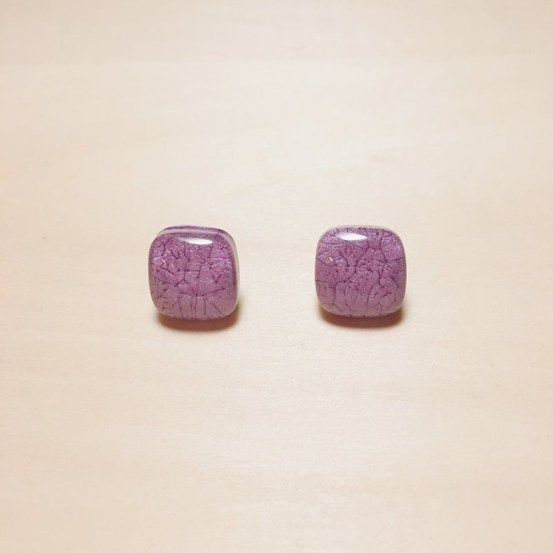 复古紫色裂纹小耳环