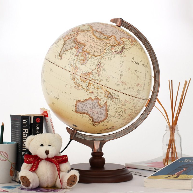 Skyglobe 12寸古典仿古木质地球仪(中英文对照)(附灯)