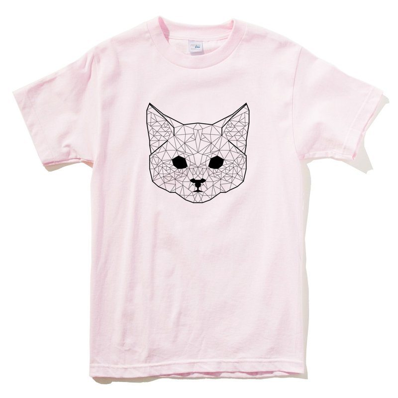 Geometric Cat #2 男女短袖T恤 浅粉红色 几何 猫 宇宙 设计 自创 品牌 银河系 时髦 圆 三角形