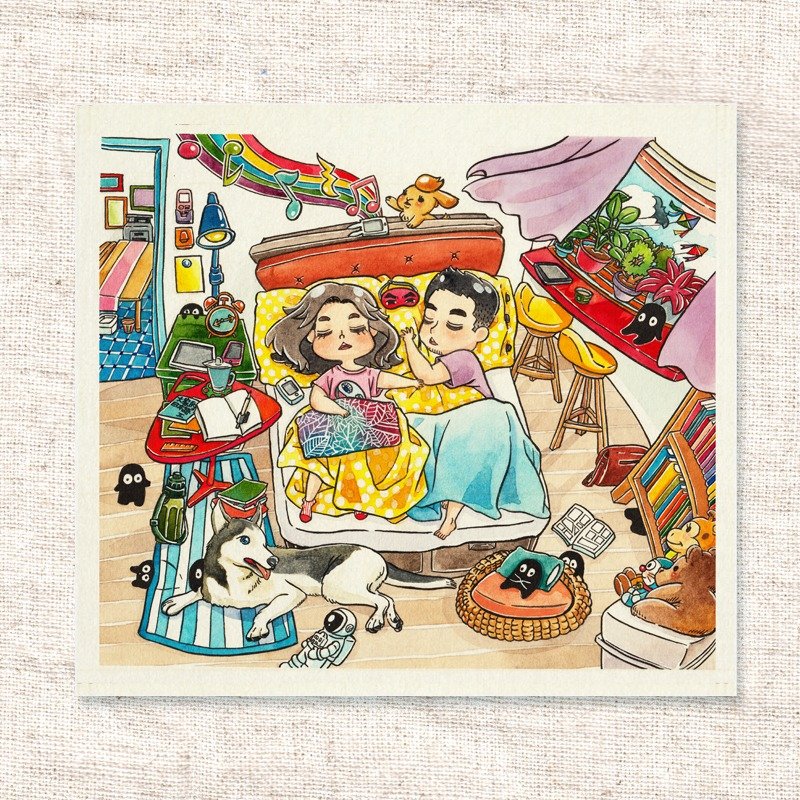 水彩手绘插画 | 问候卡 | 画作 | 摆饰 | 挂画 | 明信片 | 卡片 | 复制画【情人节予定】