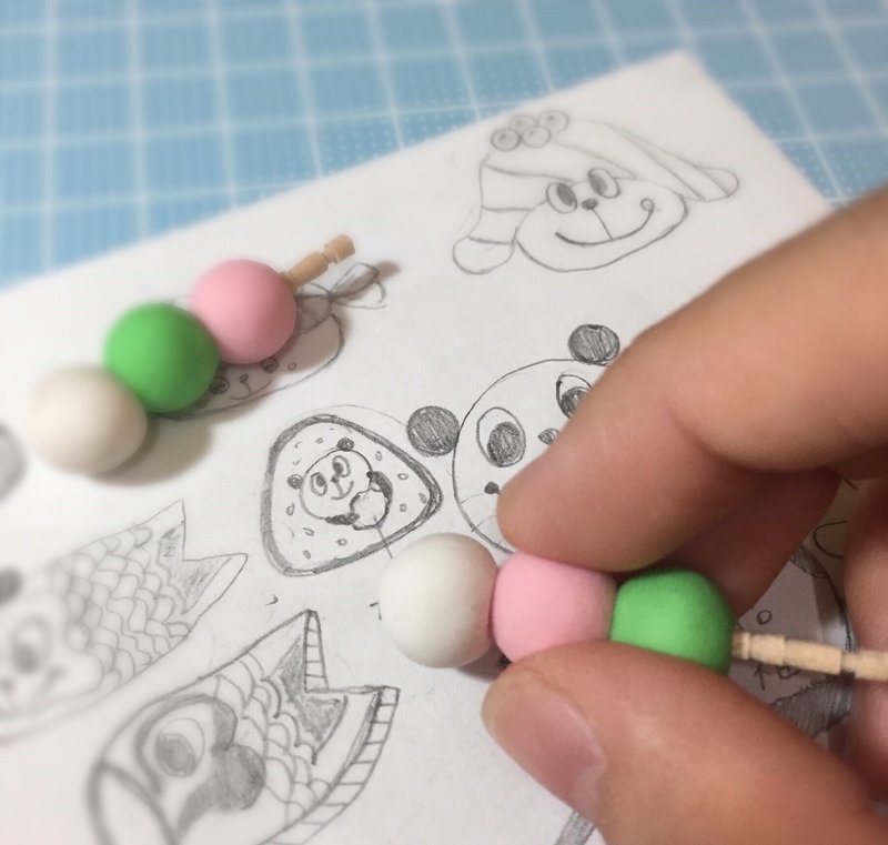三色丸子造型橡皮擦(单售) ((满600随机送神秘小礼物))