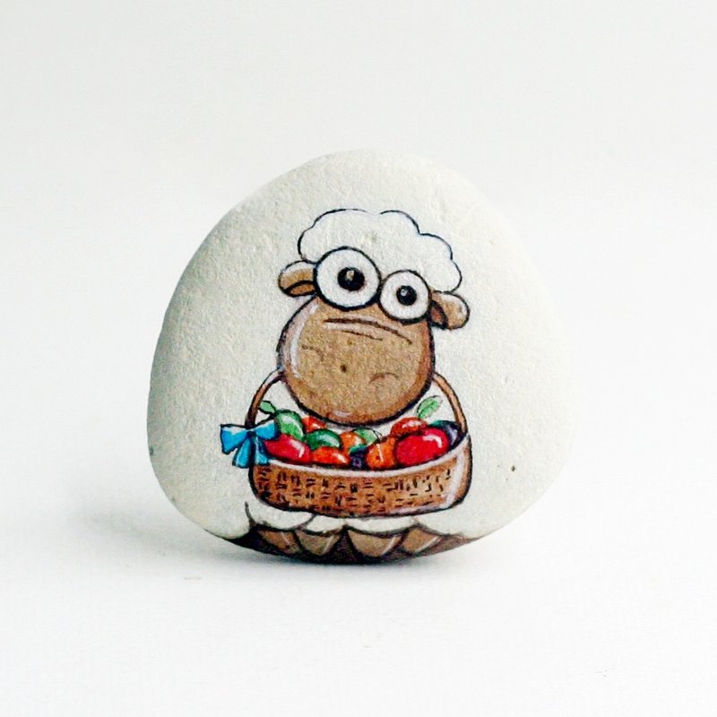 Sheep stone painting.