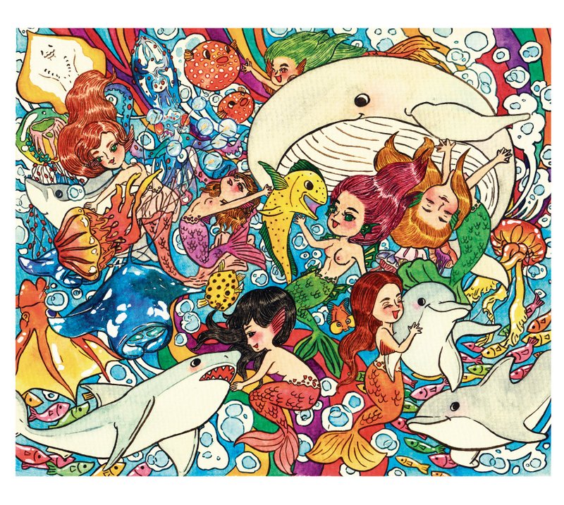 水彩手绘插画 | 原稿 | 画作 | 挂划 | 装饰画【人鱼专校】
