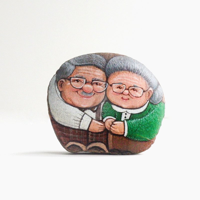 The Couple Grandparents Stone painting.