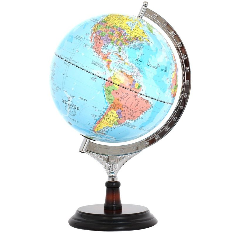 SkyGlobe 10寸行政蓝色海洋木质地球仪(中英文对照)(附灯)