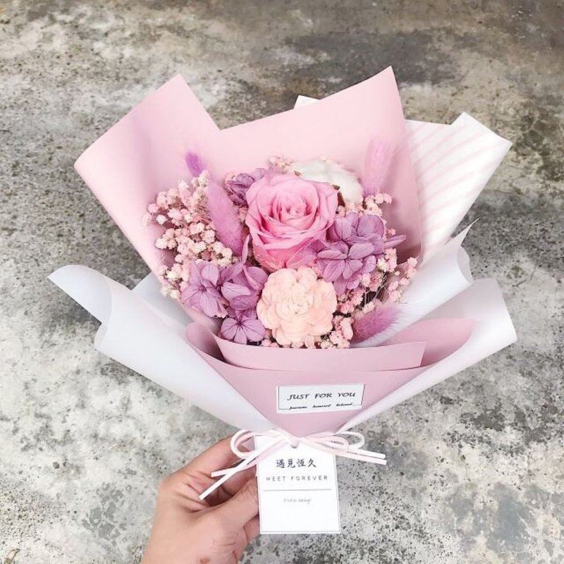 【遇见恒久】粉红泡泡永生花干燥花束