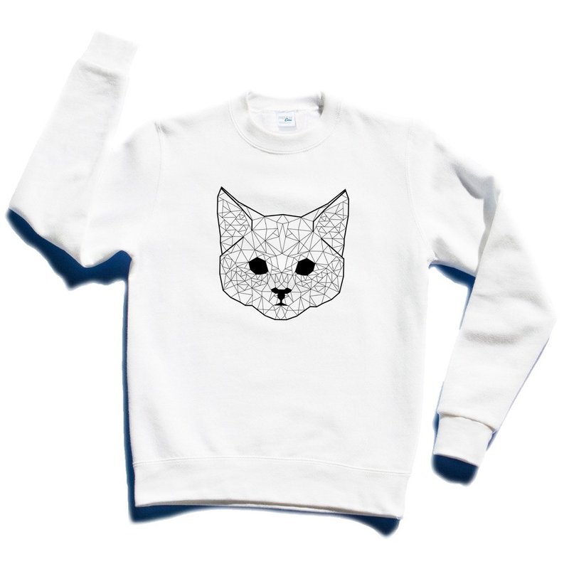 Geometric Cat #2 大学T 刷毛 中性版 白色 几何 猫 宇宙 设计 自创 品牌 银河系 时髦 圆 三角形