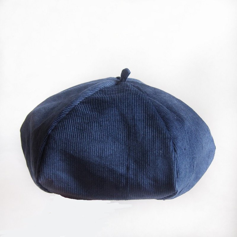 深蓝色/绒 手工双面帽子 六角帽 画家帽