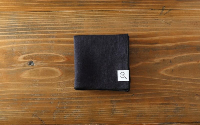 Plant dyeing organic linen handkerchief iron navy blue × black edge