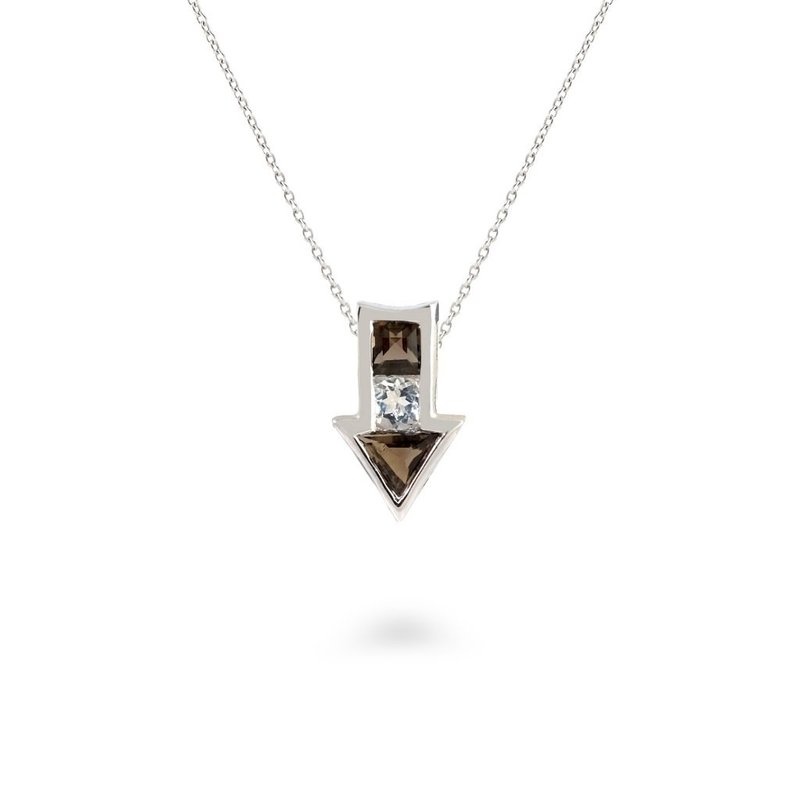 Urban Arrow Pendant with Smoky Quartz and White Topaz