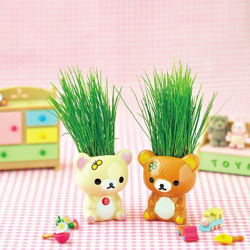 【Rilakkuma拉拉熊家族】 造型发蛋植栽盆器 / 黑麦草