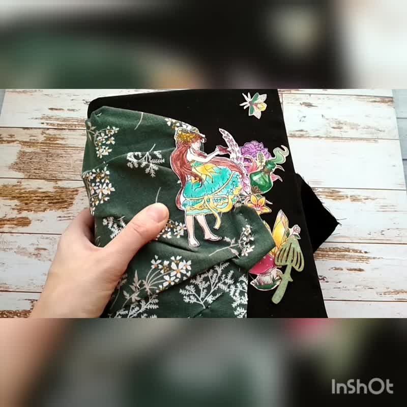 Forest junk journal handmade Fairy notebook Magic forest witch grimoire thick - 笔记本/手帐 - 纸 黑色