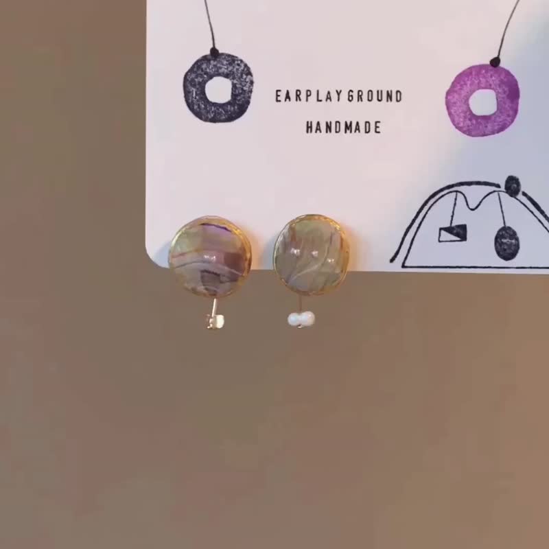 珍珠蜂皇漿 - 耳环/耳夹 - 树脂 多色