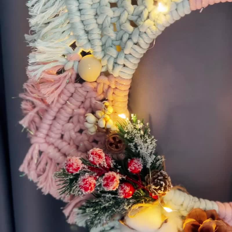 手工圣诞花圈 Macrame Holiday Wreath - 摆饰 - 棉．麻 多色