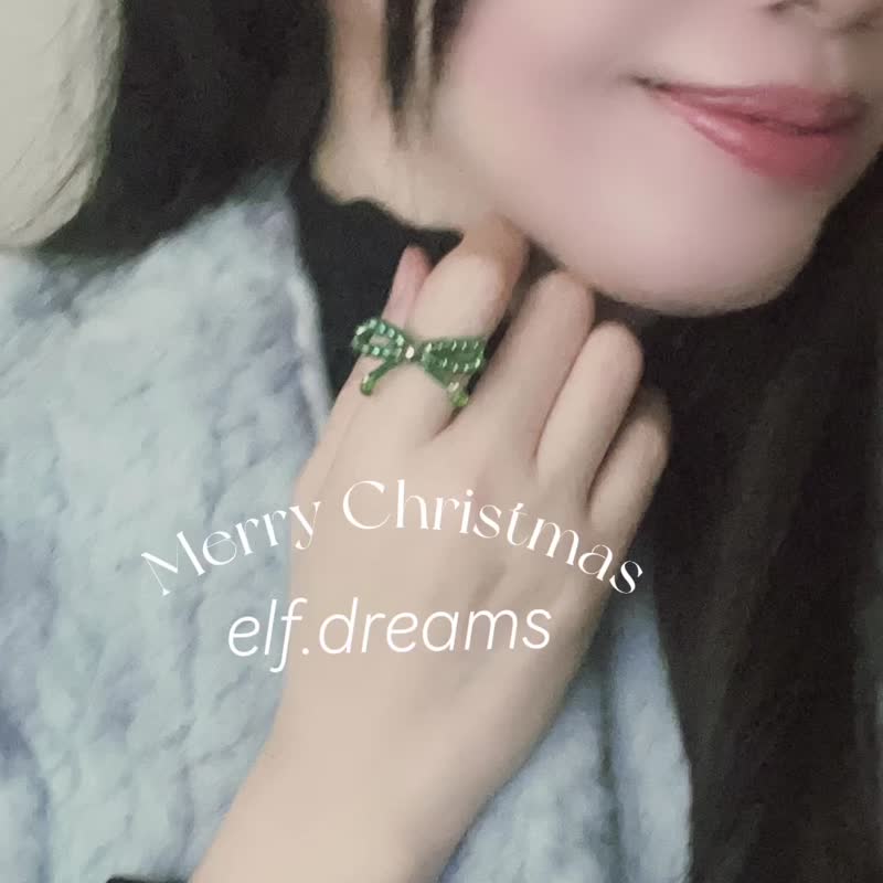 串珠戒指 现货 圣诞红 圣诞绿 全手工制作 串珠戒指 饰品 elf - 戒指 - 玻璃 