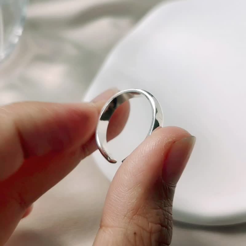 SV925 3 WAY 极简 半圆开口戒指 耳骨夹 - 戒指 - 纯银 透明