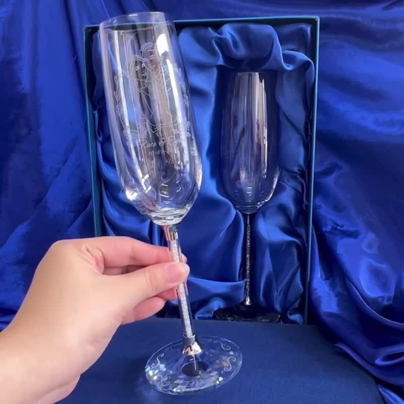 【香港制作】水晶香槟杯 | 定制化酒杯 | 结婚对杯 | 结婚礼物 - 酒杯/酒器 - 玻璃 