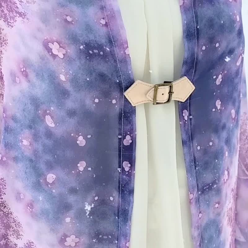 【night cherry blossoms】アートシフォンストール　スカーフ　夜桜　グレー　おしゃれ　男性への贈り物　誕生日プレゼント　母の日 - 丝巾 - 聚酯纤维 灰色