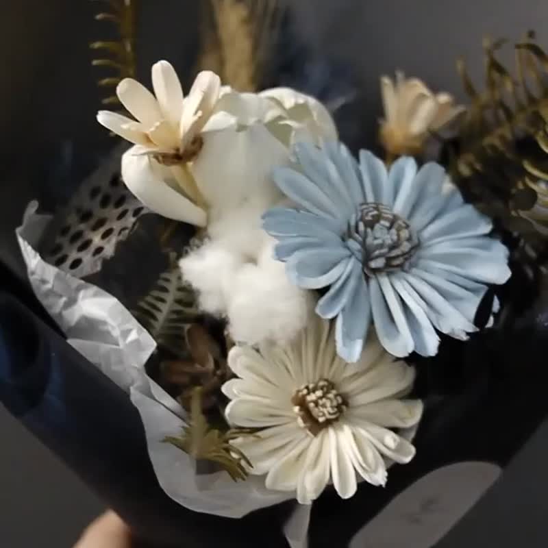 海洋蓝白花束 | 香氛扩香花 - 干燥花/捧花 - 植物．花 