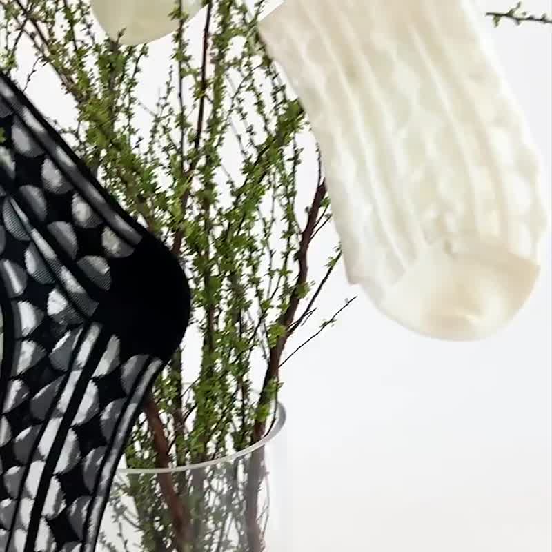 HM黑白水晶杯 女款中筒丝袜 2色可选 - 袜子 - 聚酯纤维 黑色
