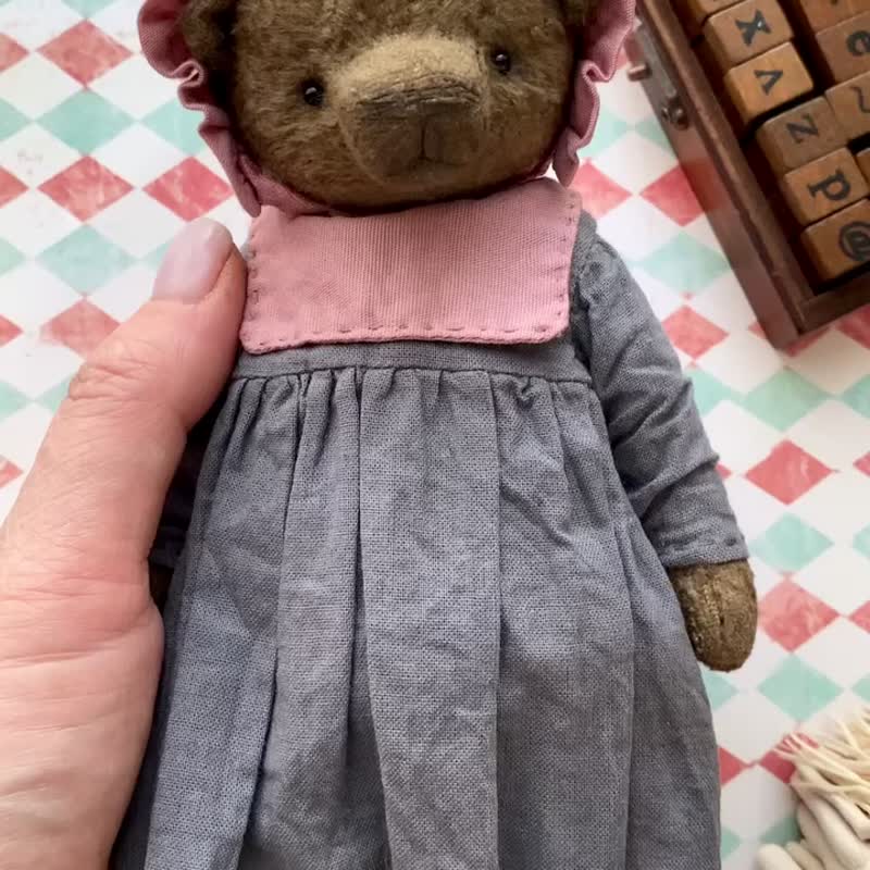 Collectible teddy bear, OOAK, cute brown teddy, stuffed animals, bear toys - 玩偶/公仔 - 其他材质 咖啡色