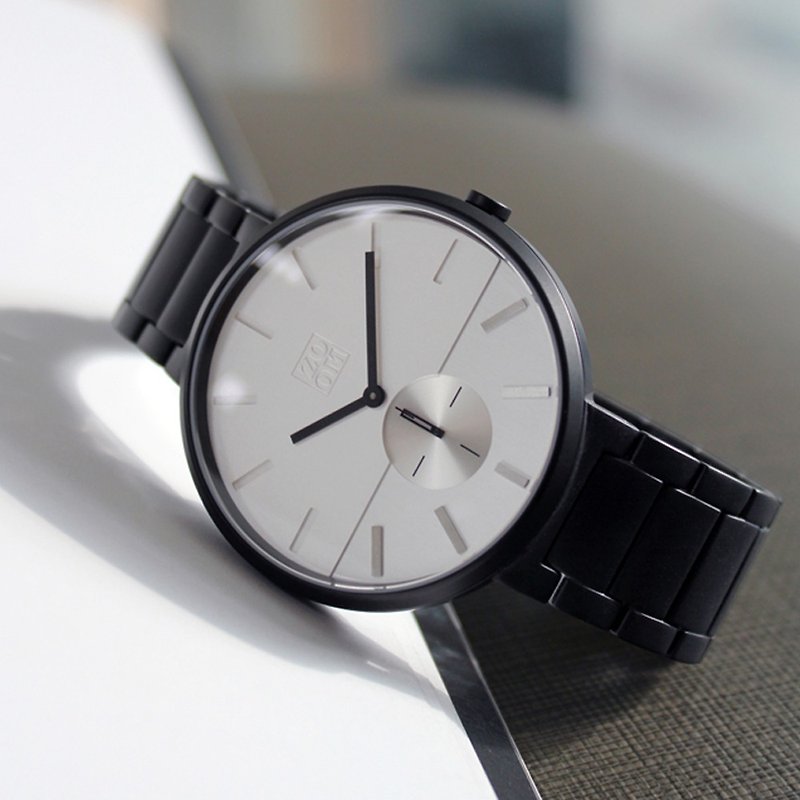 SKYLINE 3857 地平线概念不锈钢链带手表 - 白 - 男表/中性表 - 不锈钢 白色