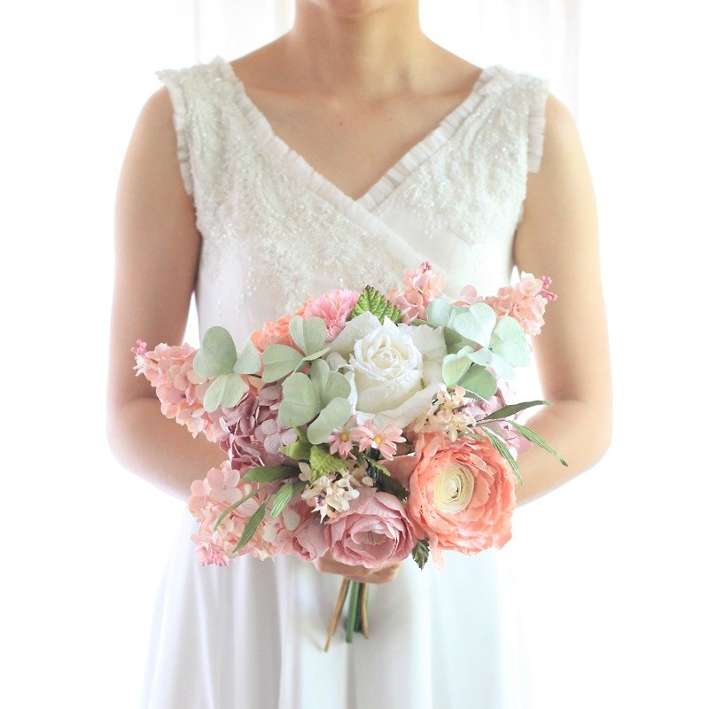 MB206 : Bridal Wedding Bouquet, Sweet Pink - 木工/竹艺/纸艺 - 纸 粉红色