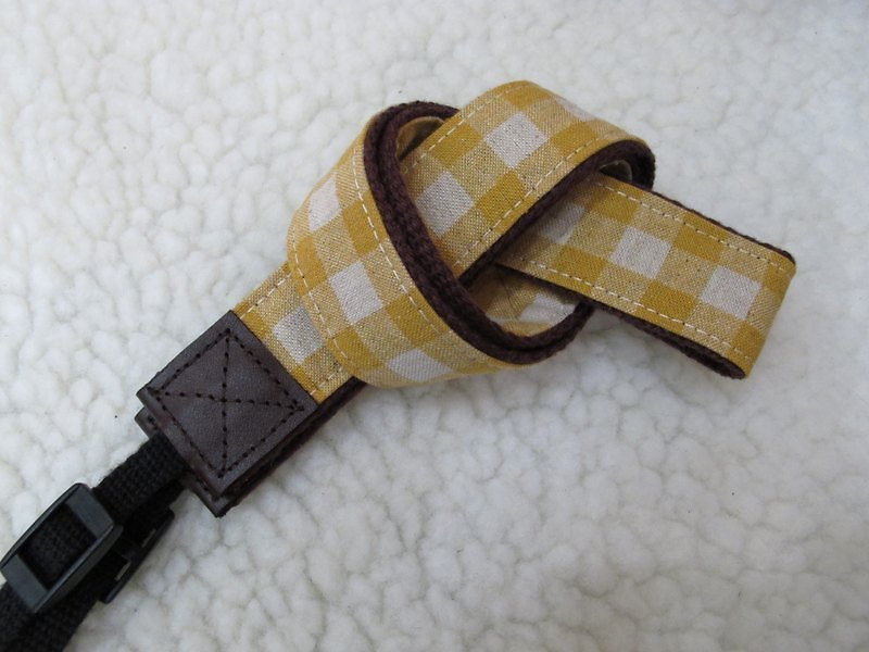 手作相机背带*日本复古格子棉麻布(巧克力香蕉) - 证件套/卡套 - 其他材质 黄色