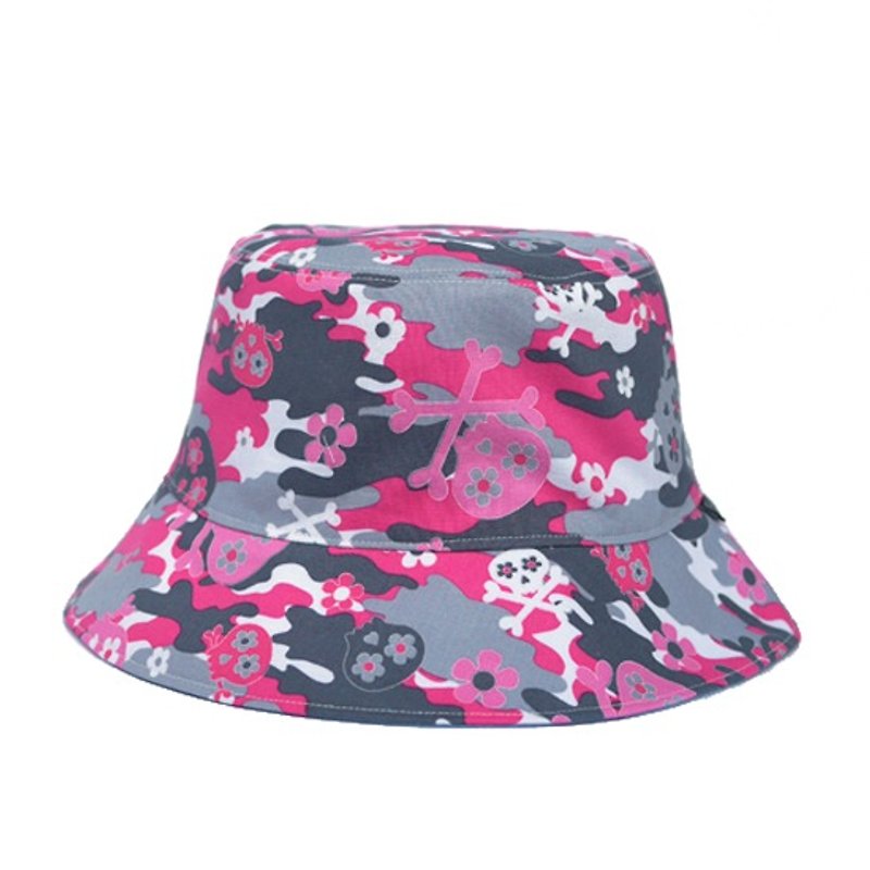 桃红迷彩俏皮骷髅双面渔夫帽 - 帽子 - 其他材质 粉红色