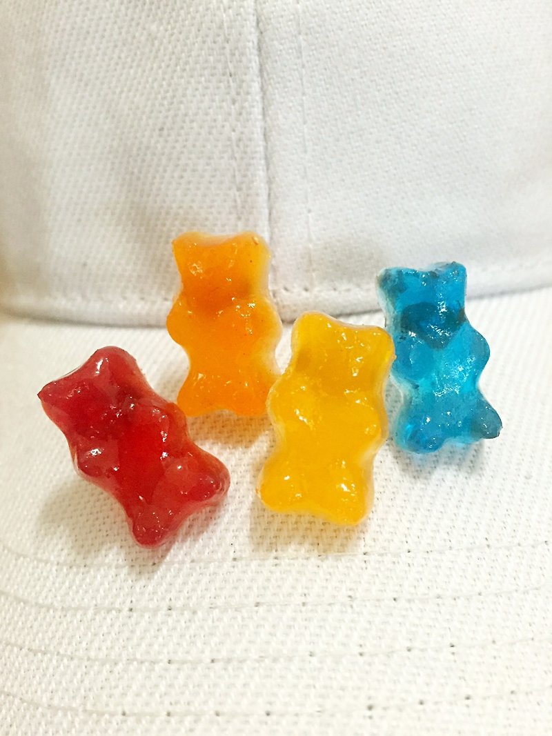 QQ熊熊软糖耳环(单耳贩售)(可改耳夹式) - 耳环/耳夹 - 粘土 多色