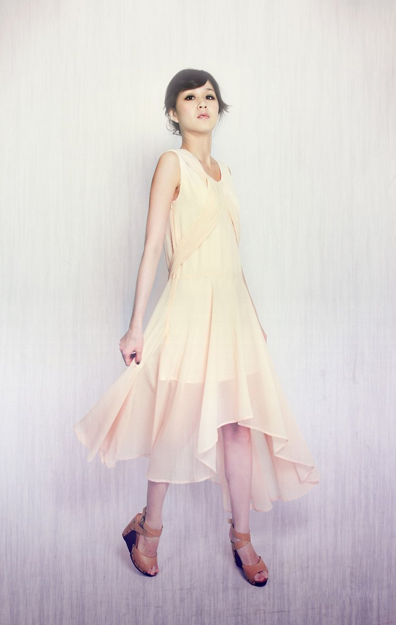 Marais长版雪纺百折洋装 - 洋装/连衣裙 - 其他材质 粉红色