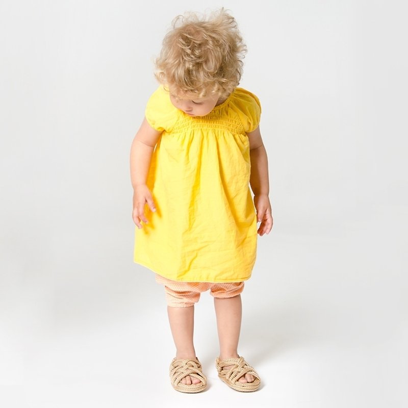 【北欧童装】瑞典有机棉婴幼儿女孩洋装新生儿至3岁 黄色 - 童装礼服/连衣裙 - 棉．麻 黄色