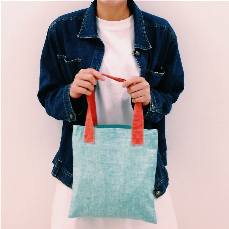 ::防泼水提袋::  水蓝*橘 - 手提包/手提袋 - 其他材质 蓝色