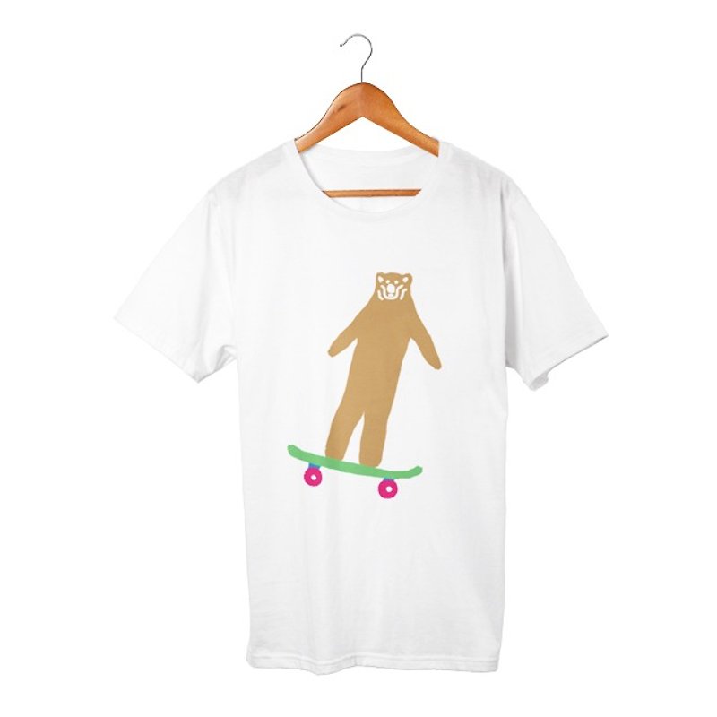 Skate Bear #4 T-shirt - 中性连帽卫衣/T 恤 - 棉．麻 白色