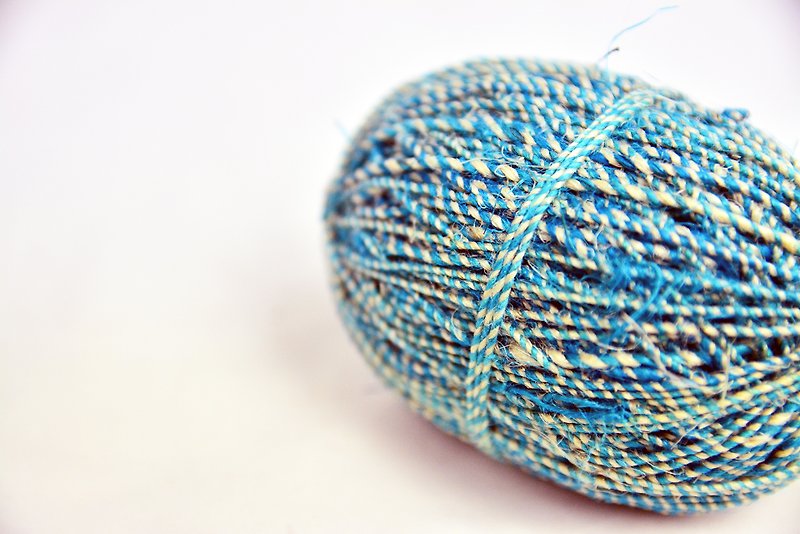手捻麻线-双色 自然色/土耳其蓝-公平贸易 - 编织/刺绣/羊毛毡/裁缝 - 植物．花 蓝色