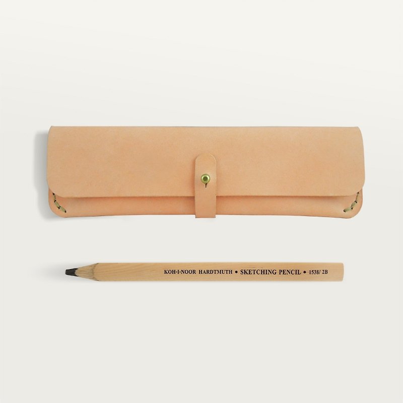 扣扣笔袋 -- 原皮色 - 铅笔盒/笔袋 - 真皮 橘色