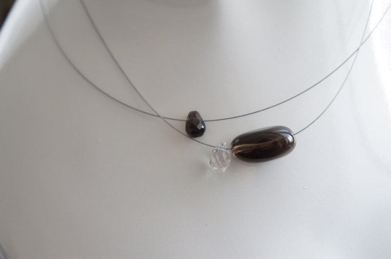 极简天然半宝石茶晶项链 - 项链 - 其他材质 咖啡色