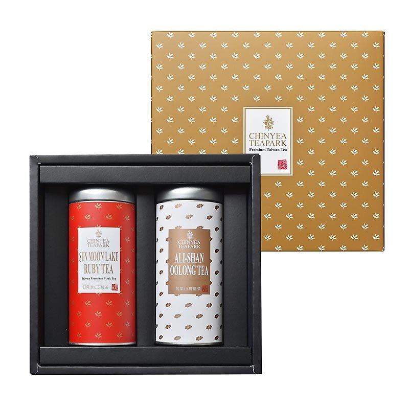 春节送礼! 臻藏-顶级手采茶礼盒 (阿里山乌龙+红玉红茶) - 茶 - 其他材质 金色