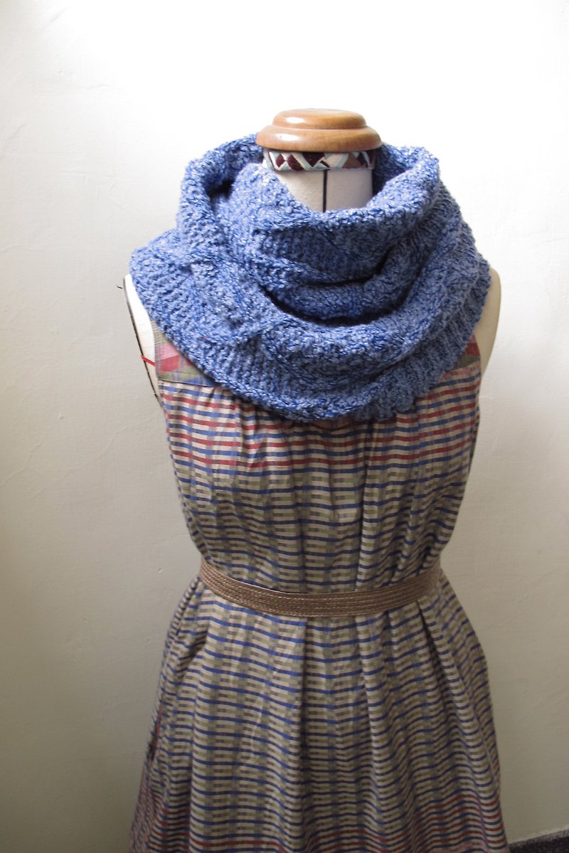 Lan毛线围脖(水蓝花纱) - 围巾/披肩 - 其他材质 蓝色