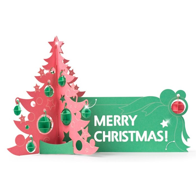 Papero纸风景 DIY迷你模型 - 圣诞树卡片(粉红树)/Christmas Tree Card(pink&Light Green)--入门简易包 - 木工/竹艺/纸艺 - 纸 粉红色