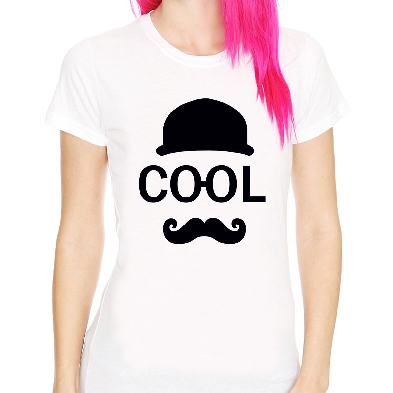 COOL女生短袖T恤-2色 胡子 胡须 复古 眼镜 文青 艺术 设计 原创 品牌 时髦 - 女装 T 恤 - 其他材质 多色