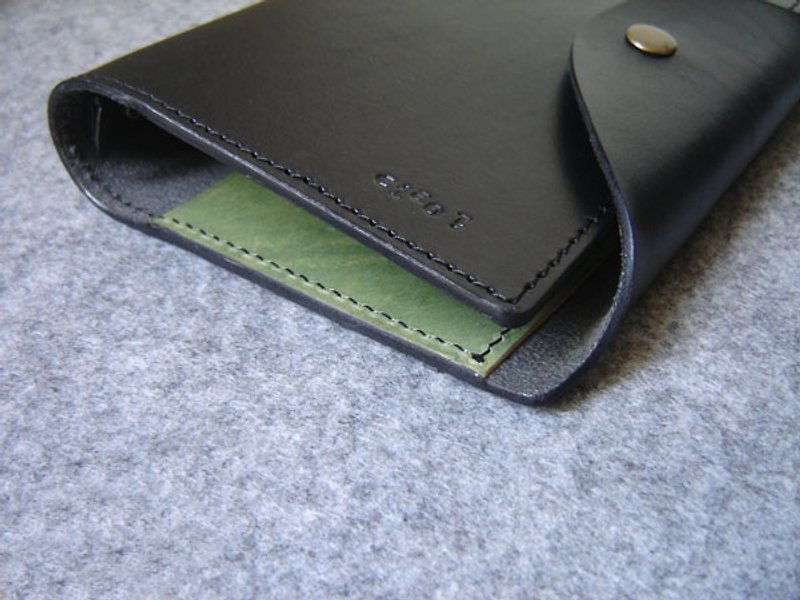 活页笔记本 弧形上盖铜扣  个性黑+绿 - 笔记本/手帐 - 真皮 多色