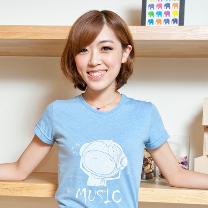 MUSIC -WOMEN T-Shirt /湖水绿/麻花蓝 - 女装 T 恤 - 棉．麻 多色