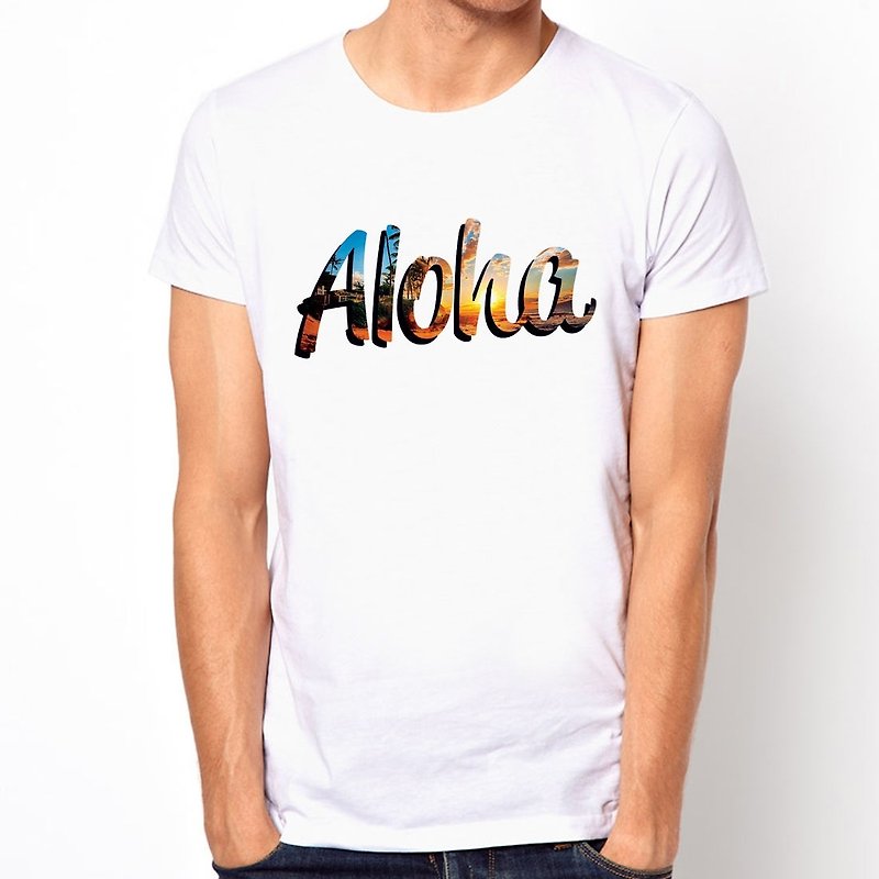 ALOHA-HAWAIIAN 短袖T恤-白色 夏威夷 夏天 设计 相片 文字 摄影 - 男装上衣/T 恤 - 其他材质 白色