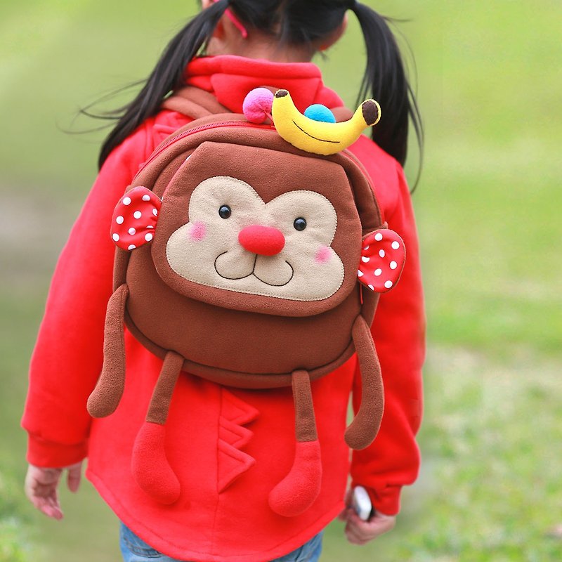 《Balloon》小孩后背包-香蕉猴 - 后背包/双肩包 - 其他材质 咖啡色