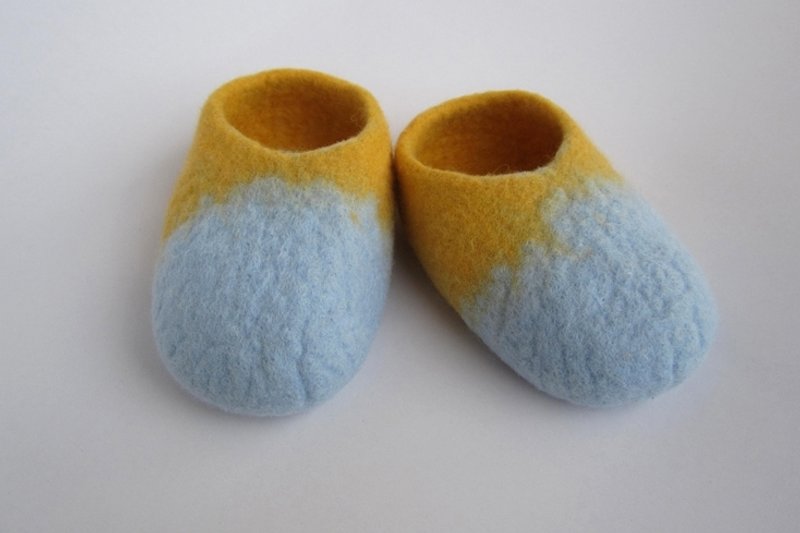 miniyue 羊毛毡婴儿鞋（晴空+黄色 河岸夕阳）弥月礼 台湾制造 全手工 - 童装鞋 - 羊毛 多色