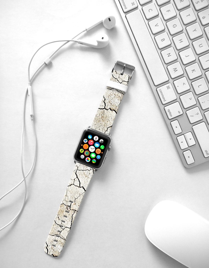 Apple Watch Series 1 , Series 2, Series 3 - Apple Watch 真皮手表带，适用于Apple Watch 及 Apple Watch Sport - Freshion 香港原创设计师品牌 - 白色爆裂图案 122 - 表带 - 真皮 